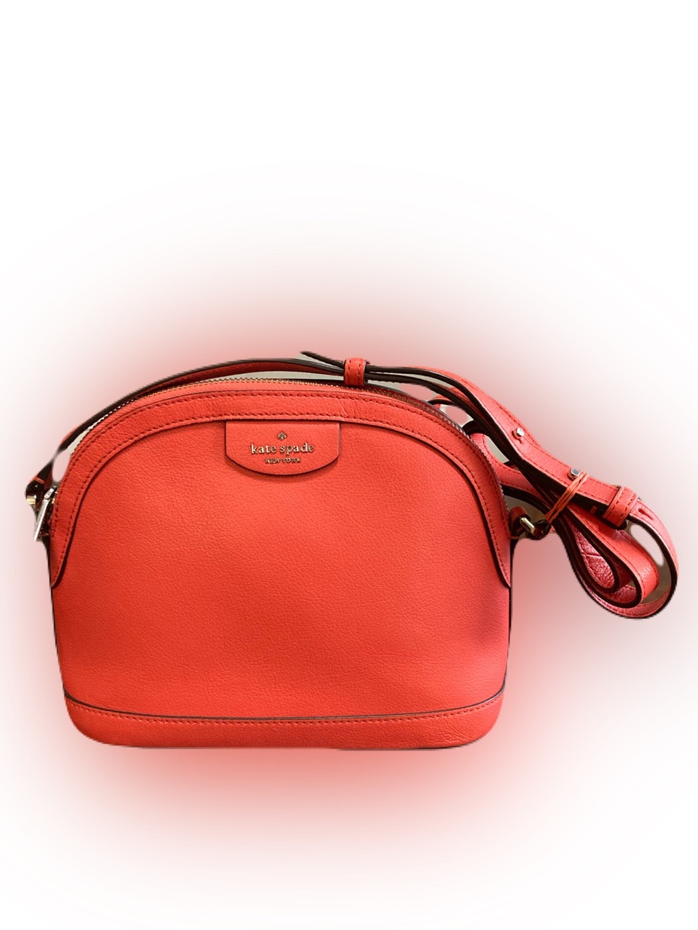 Kate Spade Sylvia Large Dome Leather Crossbody Bag in “Stoplight Red” Color-way
